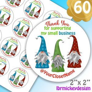 ♥️ 5x25 / 60 Christmas Thank you Stickers 2" x 2"
